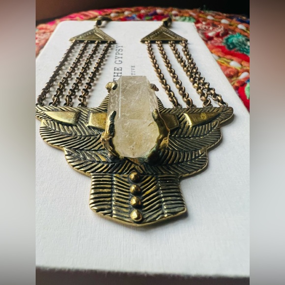 SOLD Spell And The Gypsy Dark Side of the Moon Necklace With Crystal Stone Brass - Picture 6 of 11